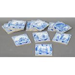 Sixteen early Delft blue and white tiles Each depicting various religious scenes. Each 12.