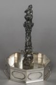 A WMF silver plated centrepiece Modelled as Der Pfeifferbrunnen in Bern. 18 cm high.