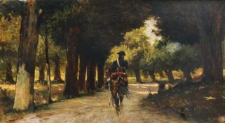 GIOVANNI FATTORI (1825-1908) Italian Cavalleggero Oil on panel Signed 40.5 x 22.