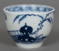 An 18th century Lowestoft porcelain miniature tea bowl Decorated with the Zigzag Fence and Root