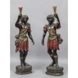 A pair of late 19th/early 20th century Venetian Blackamoor figures Each typically modelled wearing