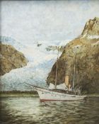 L RUSSELL CONWAY (born 1882) British Sailing Yacht Eun Mara in Holland's Fjord, Norway,