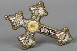A micro mosaic set brass crucifix Decorated with various views of St.
