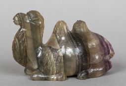 A Chinese carved fluorite group Worked as a recumbent Bactrian camel. 14.5 cm long.