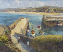 *AR JOHN WARD LOCKWOOD (1894-1963) British Newquay Harbour Oil on board Signed 60 x 50 cm,
