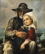 CONTINENTAL SCHOOL (19th century) Father and Child Oil on canvas 25 x 30.