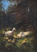 *AR Attributed to CONSTANT DAVID LUDOVIC ARTZ (1870-1951) Dutch Family of Ducks Oil on board 25 x