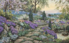 C MARKS Extensive Garden Landscape Oils on canvas Signed 94 x 61 cm,