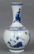 A Chinese blue and white porcelain vase Of baluster form,