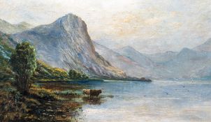 SCOTTISH SCHOOL (19th century) Highland Loch Scene Oil on canvas Unsigned 49.
