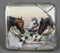 A Continental enamelled silver cigarette case with 900 purity mark and maker's mark of SM The