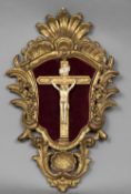 An 18th century Italian carved giltwood and ivory Corpus Christi Of typical form,