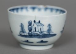 An 18th century Lowestoft porcelain miniature tea bowl Decorated with the Pagoda and Tree pattern,