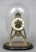 A Victorian brass skeleton clock Of pyramidal form,