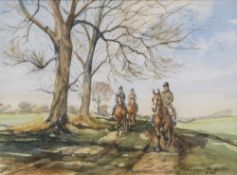 NORMAN TRUSCOTT (20th century) British Riding Out Watercolour Signed and dated 4.89 33.