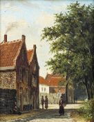 CONTINENTAL SCHOOL (19th century) Dutch Street Scene Oil on panel 13 x 16.