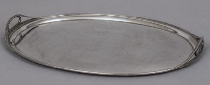 A Russian silver twin handled tray, with 84 Zolotnik mark, 1873 assayer's mark for Viktor Savinkov,