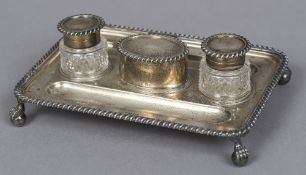 An Edwardian silver desk stand, hallmarked London 1905,