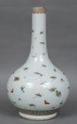 A Chinese porcelain vase Of baluster form, decorated with various insects,