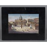 An Italian micro mosaic plaque The rectangular panel inset with a view of Rome, unframed.