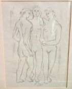 After PABLO PICASSO (1881-1973) Spanish The Three Graces Pencil Bears signature 29 x 39 cm,