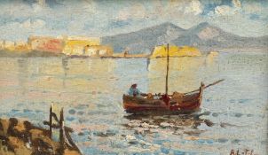 ALESSANDRO CATALINI (1897-1942) Italian Napoli Coast Oils on canvas Signed 15 x 9 cm, framed,