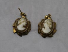 A pair of cameo earrings