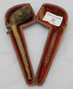 A cased Meerschaum pipe