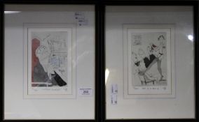 A pair of humorous etchings, limited editions,