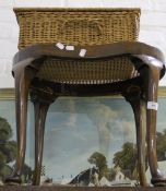 A caned dressing stool, wicker chairs,