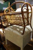 A Lloyd Loom commode chair and a small quantity of small wicker and pine furniture