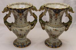 A pair of faience vases