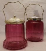 Two cranberry biscuit barrels