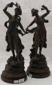 A pair of spelter figures after Rancoulet