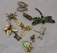 A small quantity of costume jewellery in the form of bugs and insects