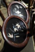 A pair of Victorian oval framed mother-of-pearl plaques