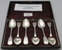 A straight service of six large Georgian tea/coffee spoons by G.