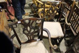 Two carved mahogany chairs