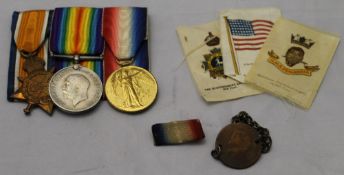 A group of three WWI medals awarded to PTE.J.A.HUNT.A.S.