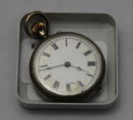 A silver fob watch