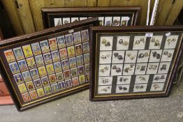 Three framed sets of cigarette cards