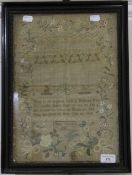 An 18th century framed sampler