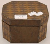 A parquetry tea caddy