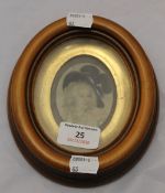 A 19th century oval framed portrait miniature of a lady,