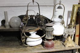 A quantity of various lamps