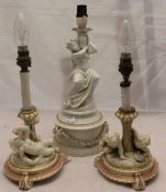 A pair of 19th century porcelain lamp bases,