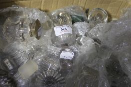 A box of decanter stoppers etc