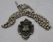 A silver Albert chain and a silver fob