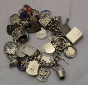 A silver and enamel charm bracelet