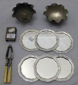 Two Eastern white metal bowls etc